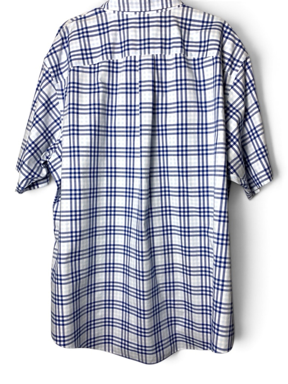 Lands End Mens 2XLT Blue Plaid No Iron Twill Short Sleeve Button Shirt Tall - Picture 4 of 16